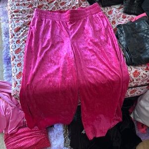 Vibrant Pink velvet pants
